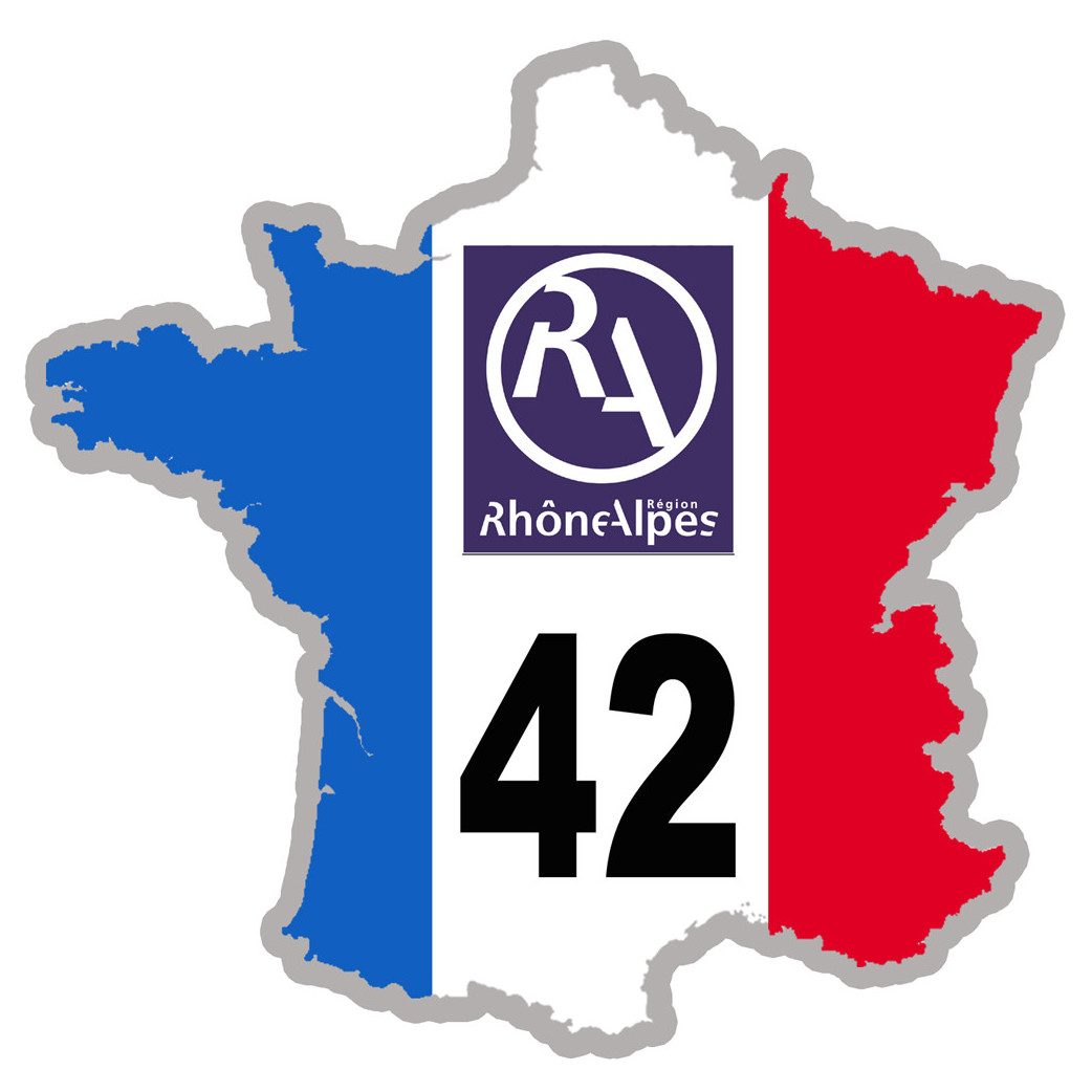 FRANCE 42 région Rhône Alpes (10x10cm) - Sticker/autocollant