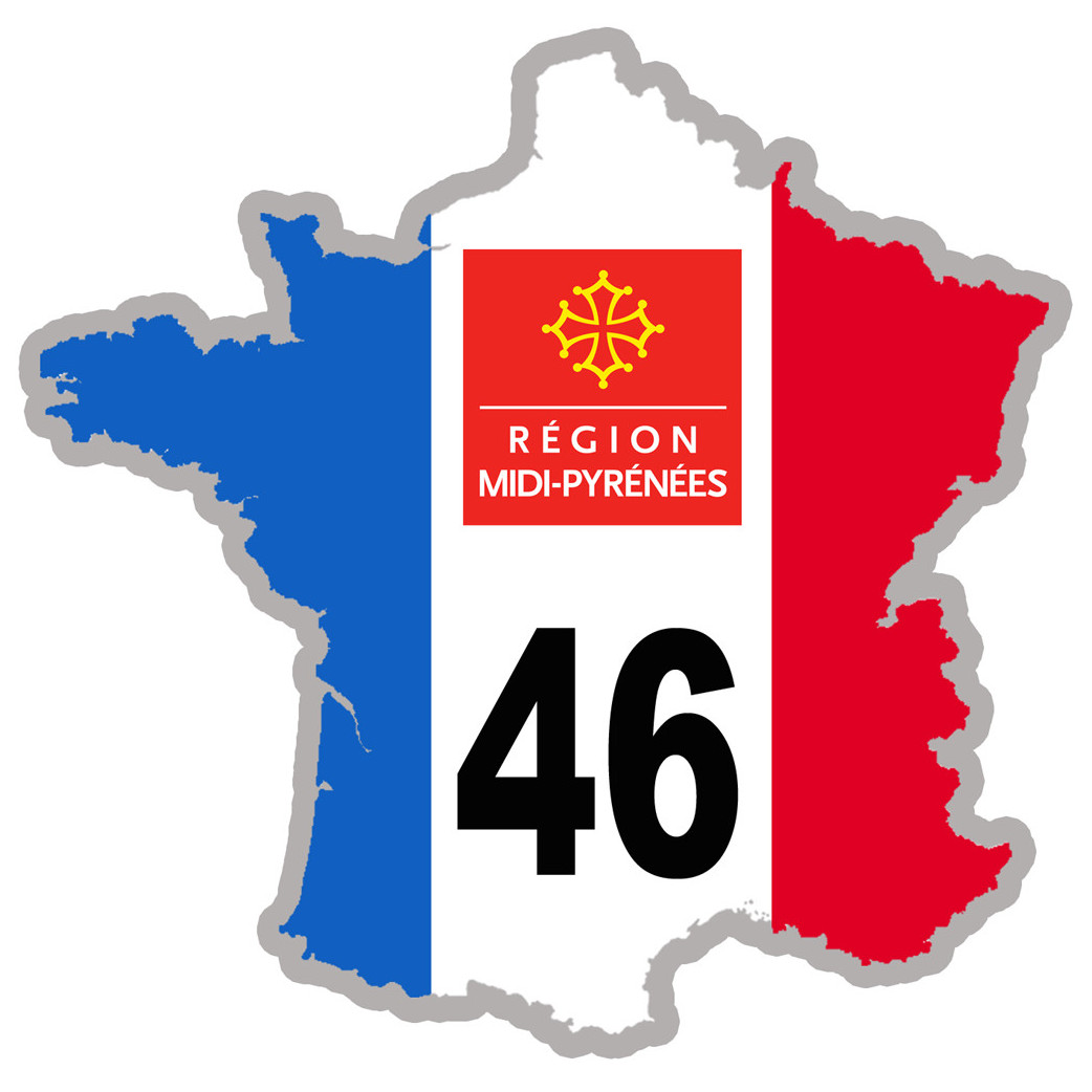 FRANCE 46 Midi-Pyrénées (20x20cm) - Sticker/autocollant