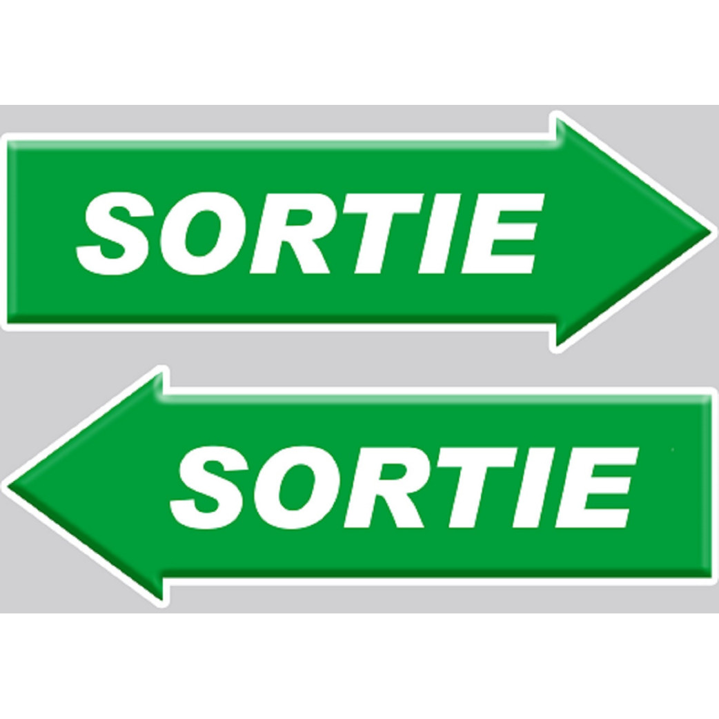 sortie flèche droite et gauche - 2 stickers 29,7x10cm - Sticker/autocollant