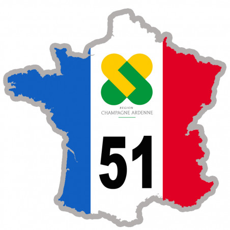 FRANCE 51 Région Champagne Ardenne (20x20cm) - Sticker/autocollant