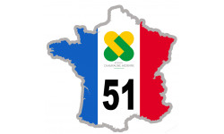 FRANCE 51 Région Champagne Ardenne (15x15cm) - Sticker/autocollant