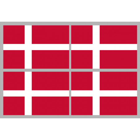 Drapeau Danemark (4 stickers 9.5x6.3cm) - Sticker/autocollant