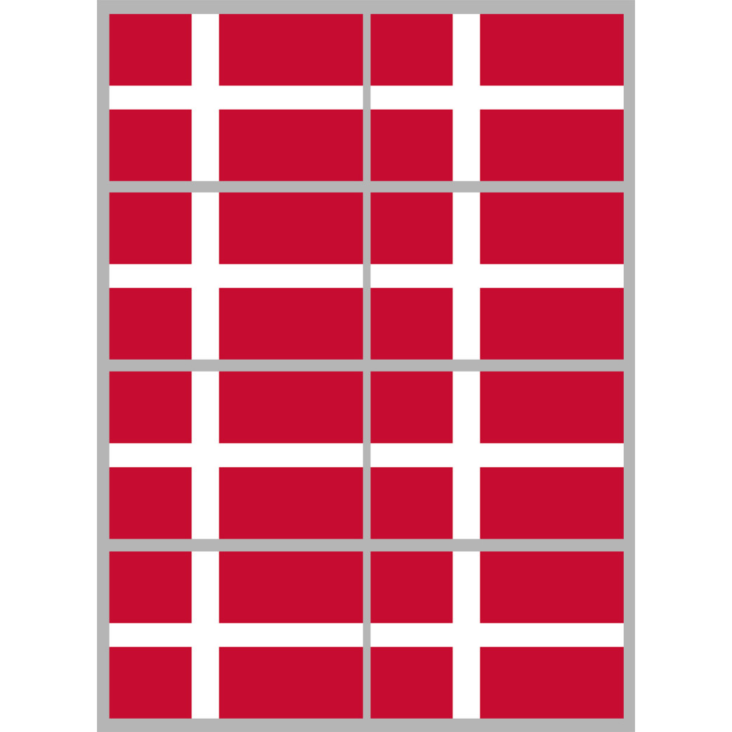 Drapeau Danemark (8 stickers 9.5x6.3cm) - Sticker/autocollant