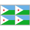 Drapeau Djibouti (4 stickers 9.5x6.3cm) - Sticker/autocollant