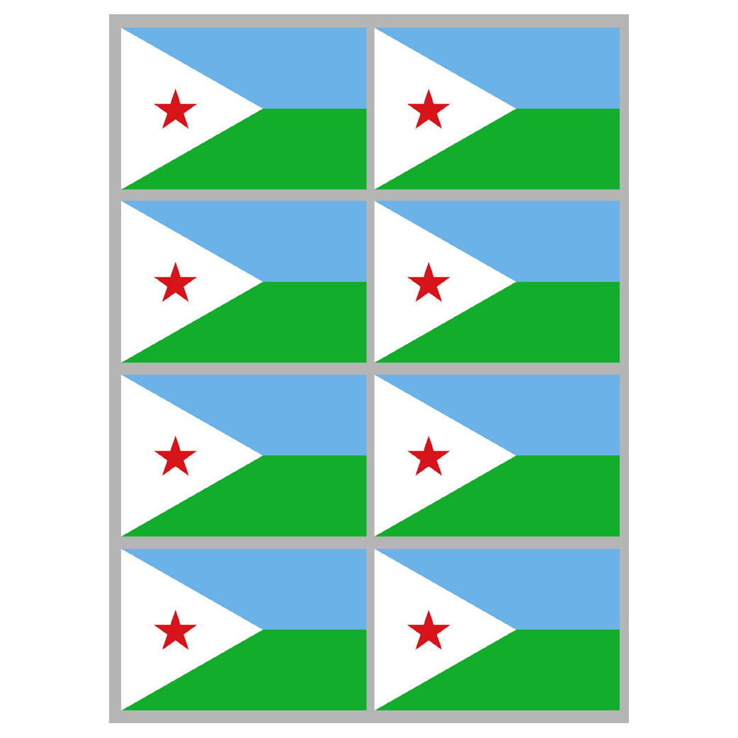 Drapeau Djibouti (8 stickers 9.5x6.3cm) - Sticker/autocollant