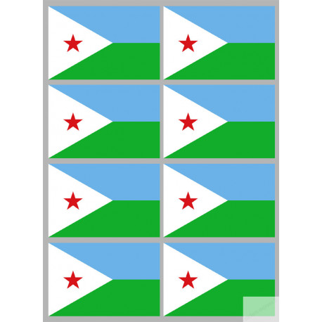 Drapeau Djibouti (8 stickers 9.5x6.3cm) - Sticker/autocollant