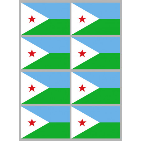 Drapeau Djibouti (8 stickers 9.5x6.3cm) - Sticker/autocollant