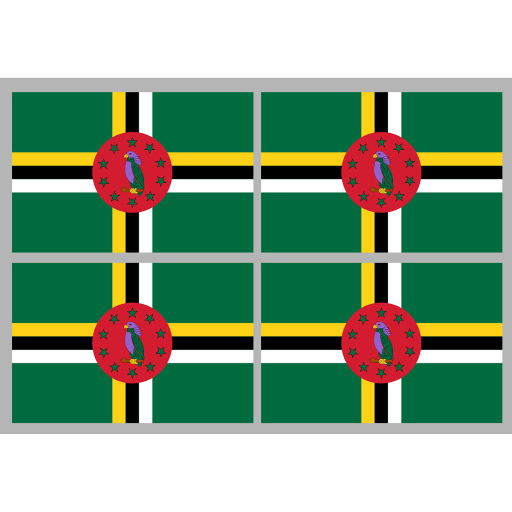 Drapeau la Dominique (4 stickers 9.5x6.3cm) - Sticker/autocollant