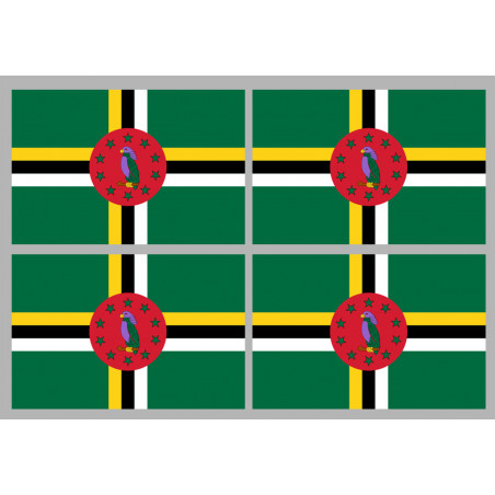 Drapeau la Dominique (4 stickers 9.5x6.3cm) - Sticker/autocollant