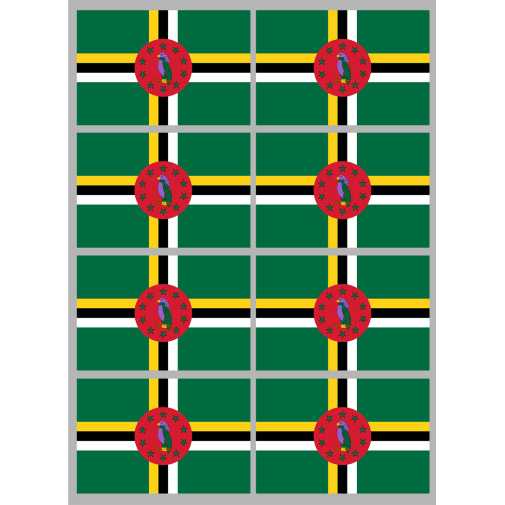 Drapeau la Dominique (8 stickers 9.5x6.3cm) - Sticker/autocollant