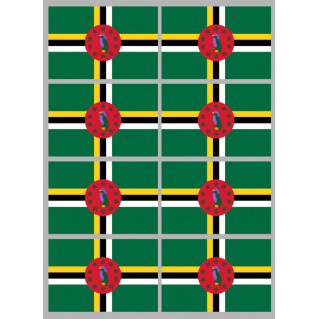 Drapeau la Dominique (8 stickers 9.5x6.3cm) - Sticker/autocollant