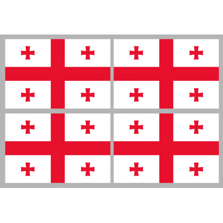 Drapeau Georgie (4 stickers 9.5x6.3cm) - Sticker/autocollant