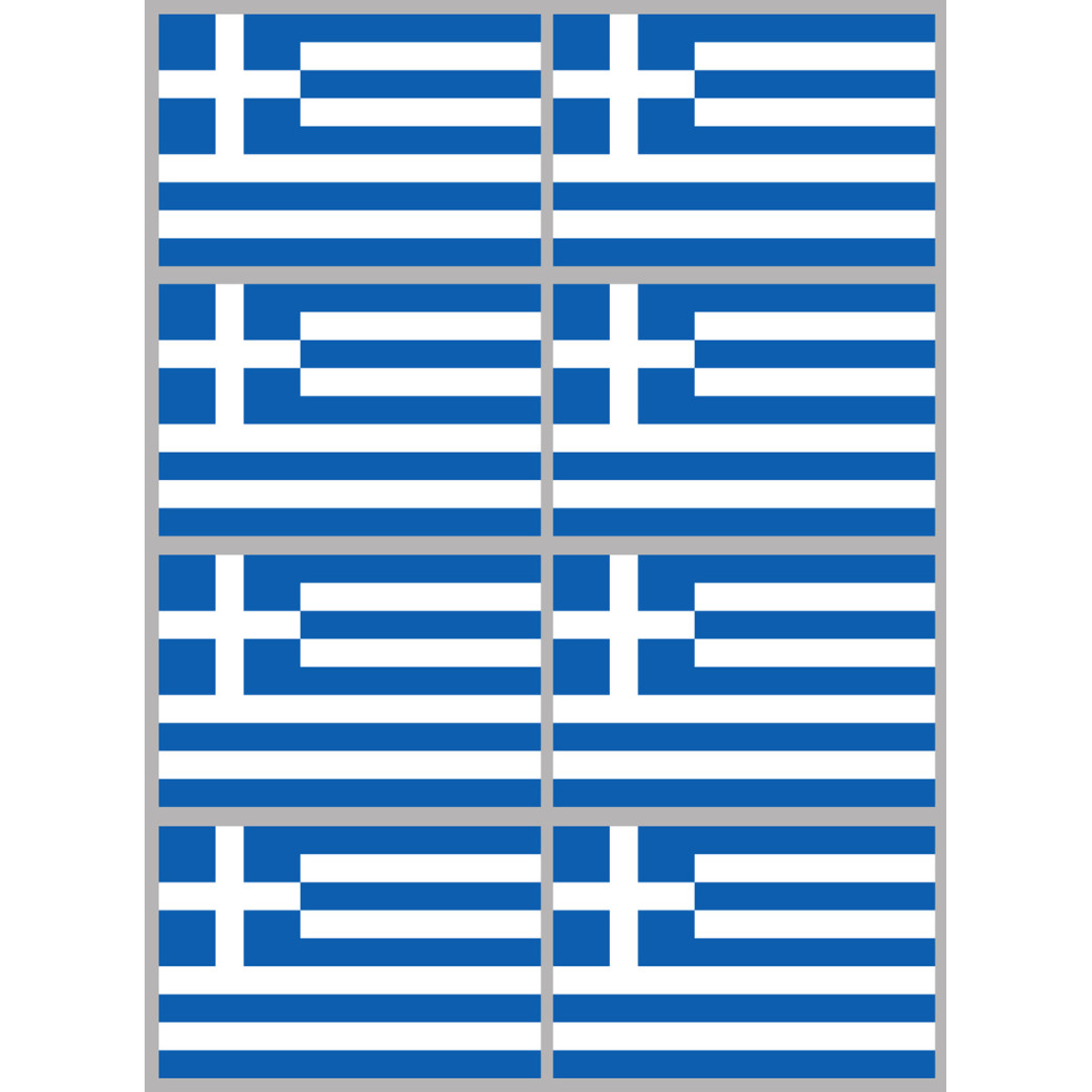 Drapeau Grèce (8 stickers 9.5x6.3cm) - Sticker/autocollant
