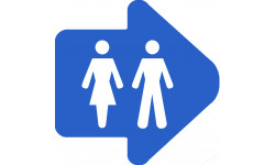WC, toilette flèche directionnelle droite (10x10cm) - Sticker/autocollant