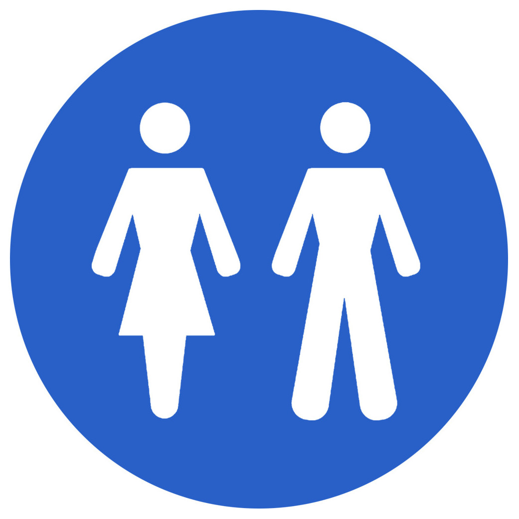 WC, toilette flèche bleue (15x15cm) - Sticker/autocollant