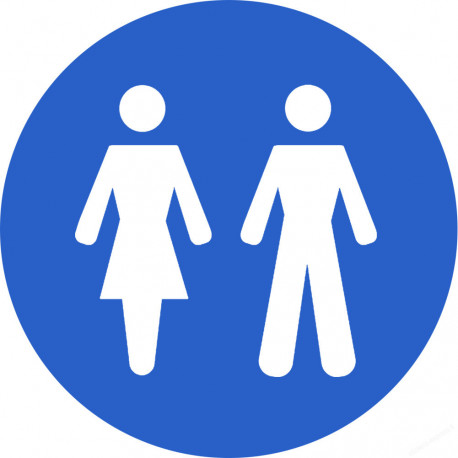 WC, toilette flèche bleue (20x20cm) - Sticker/autocollant
