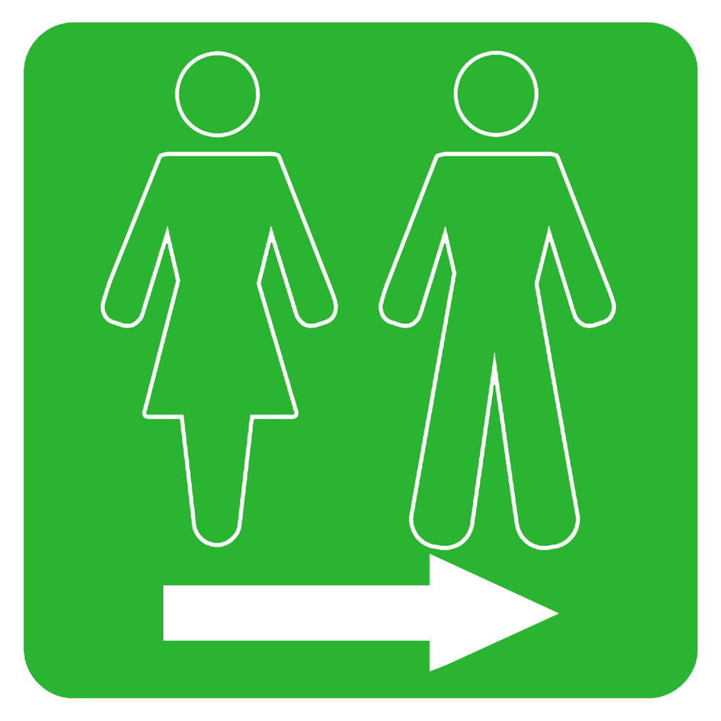 WC, toilette vert flèche droite (15x15cm) - Sticker/autocollant