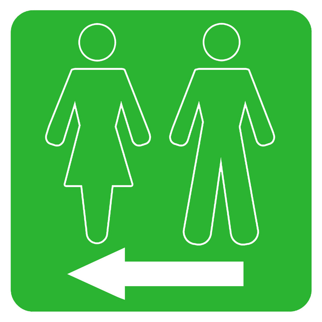 WC, toilette vert flèche gauche (10x10cm) - Sticker/autocollant