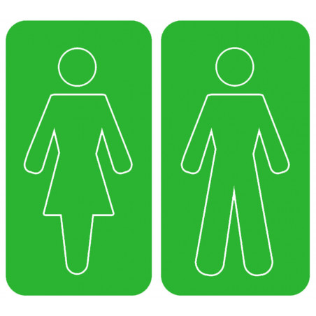 WC, toilette vert (2 stickers 15x15cm) - Sticker/autocollant