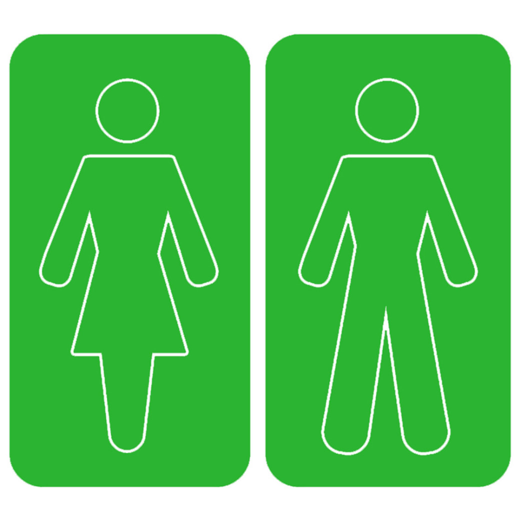 WC, toilette vert (2 stickers 10x10cm) - Sticker/autocollant