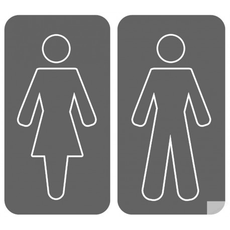 WC, toilette gris double (2 stickers 15x15cm) - Sticker/autocollant