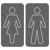WC, toilette gris double (2 stickers 15x15cm) - Sticker/autocollant