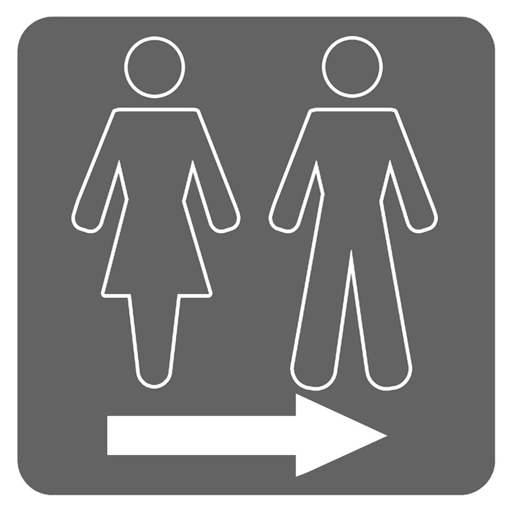 WC, toilette gris flèche droite (10x10cm) - Sticker/autocollant