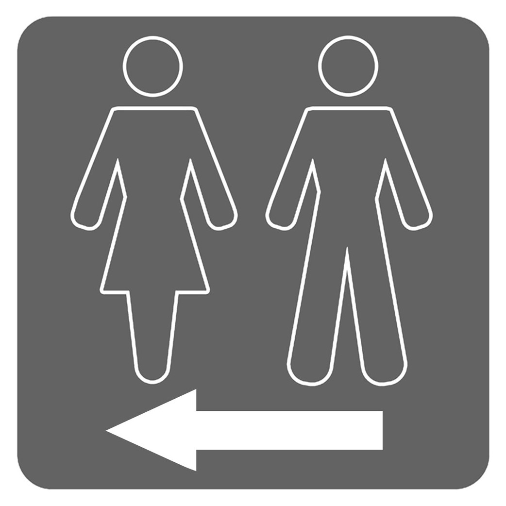 WC, toilette gris flèche gauche (15x15cm) - Sticker/autocollant