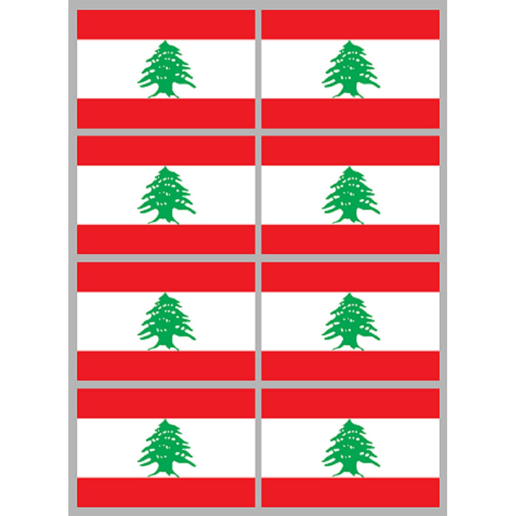 Drapeau Liban (8 fois 9,5x6,3cm) - Sticker/autocollant
