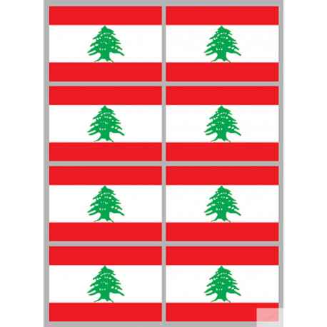 Drapeau Liban (8 fois 9,5x6,3cm) - Sticker/autocollant