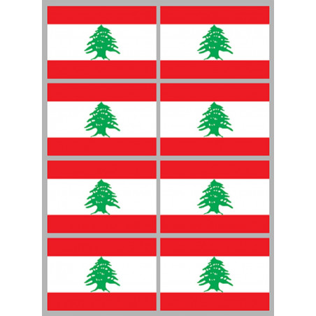 Drapeau Liban (8 fois 9,5x6,3cm) - Sticker/autocollant
