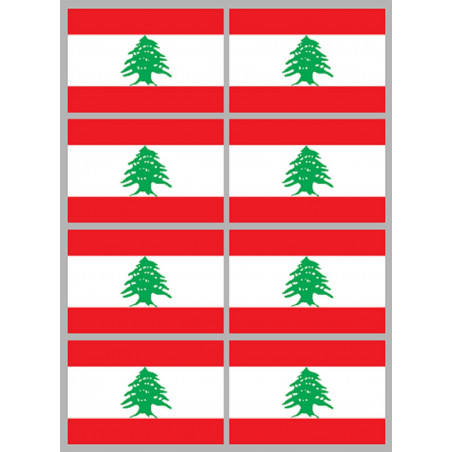 Drapeau Liban (8 fois 9,5x6,3cm) - Sticker/autocollant
