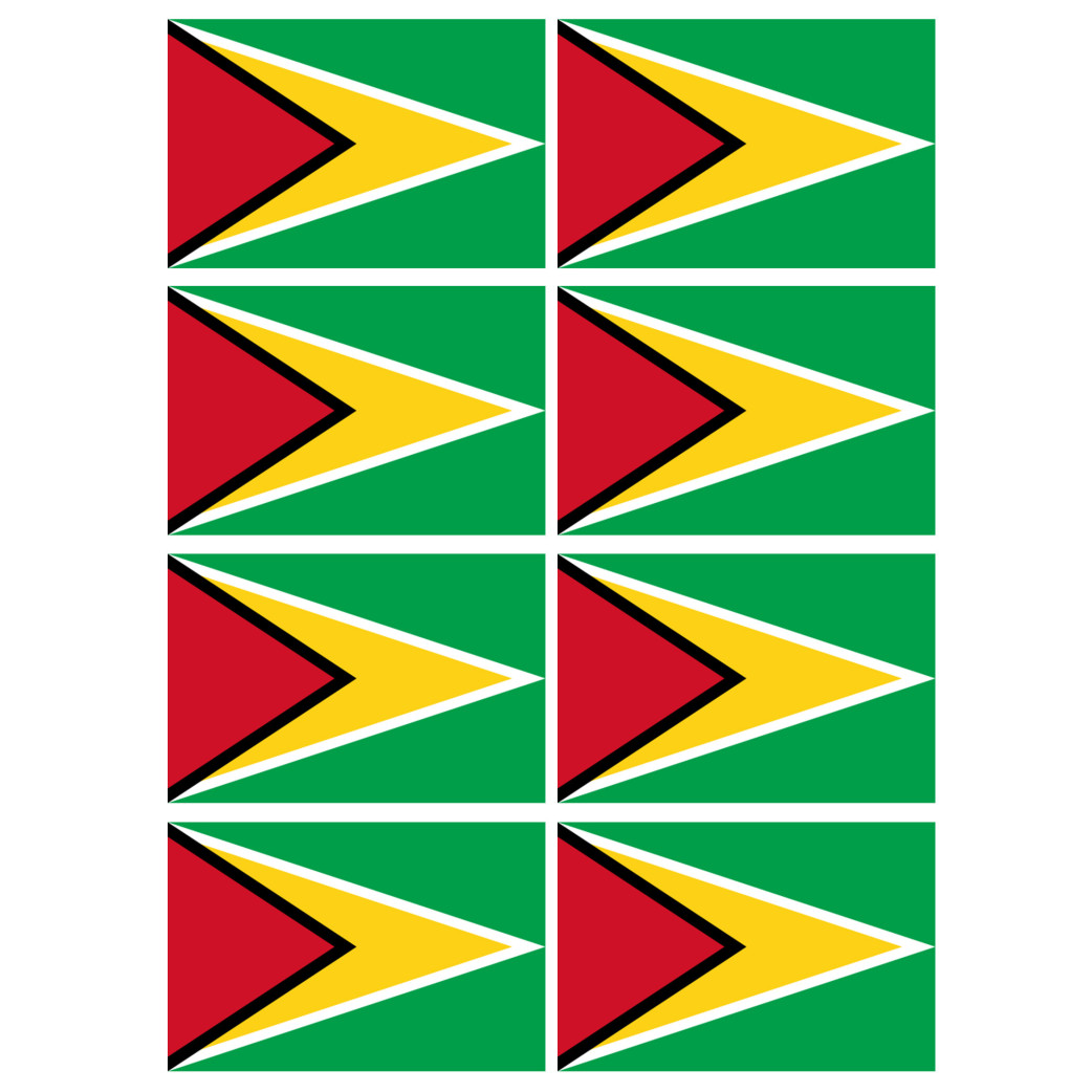 Drapeau Guyana - (8 stickers 9.5x6.3cm) - Sticker/autocollant