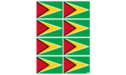 Drapeau Guyana - (8 stickers 9.5x6.3cm) - Sticker/autocollant