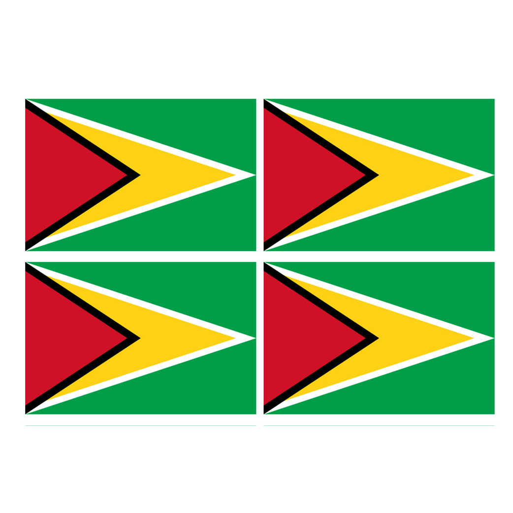 Drapeau Guyana - (4 stickers 9.5x6.3cm) - Sticker/autocollant