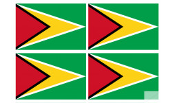 Drapeau Guyana - (4 stickers 9.5x6.3cm) - Sticker/autocollant