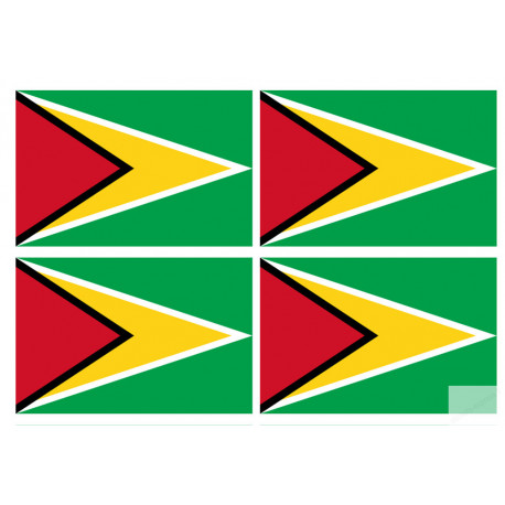 Drapeau Guyana - (4 stickers 9.5x6.3cm) - Sticker/autocollant