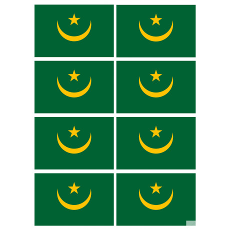 Drapeau Mauritanie (8 fois 9.5x6.3cm) - Sticker/autocollant