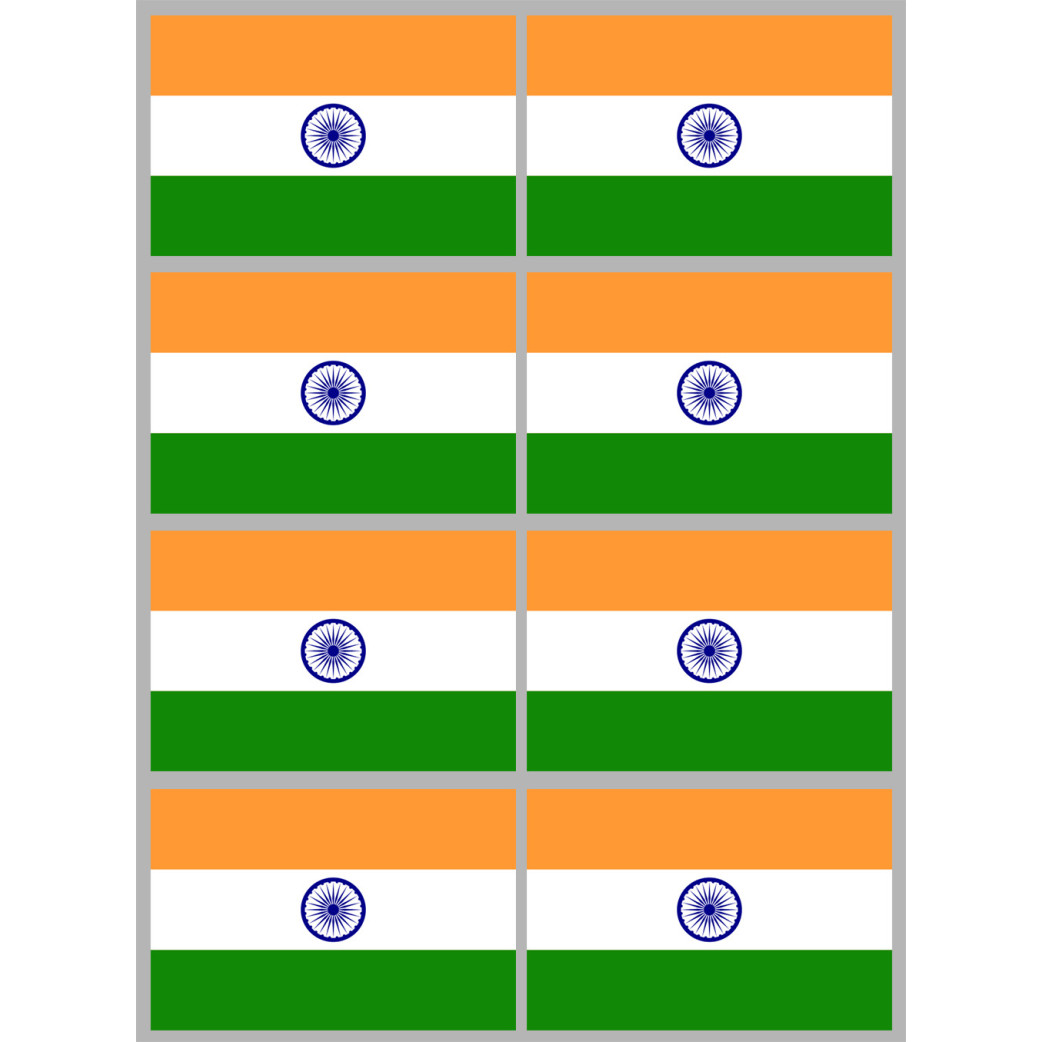 Drapeau Inde (8 fois 9.5x6.3cm) - Sticker/autocollant