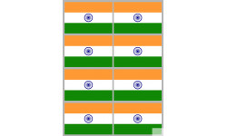 Drapeau Inde (8 fois 9.5x6.3cm) - Sticker/autocollant