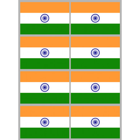 Drapeau Inde (8 fois 9.5x6.3cm) - Sticker/autocollant