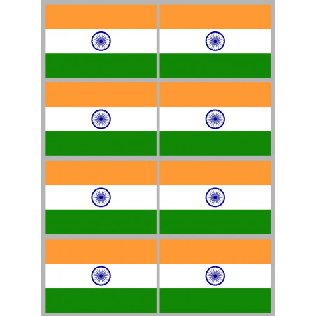 Drapeau Inde (8 fois 9.5x6.3cm) - Sticker/autocollant