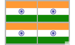 Drapeau Inde (4 fois 9.5x6.3cm) - Sticker/autocollant