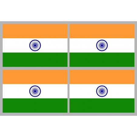 Drapeau Inde (4 fois 9.5x6.3cm) - Sticker/autocollant