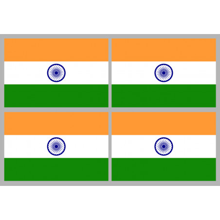 Drapeau Inde (4 fois 9.5x6.3cm) - Sticker/autocollant