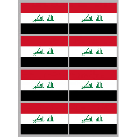 Drapeau Irak (8 fois 9.5x6.3cm) - Sticker/autocollant