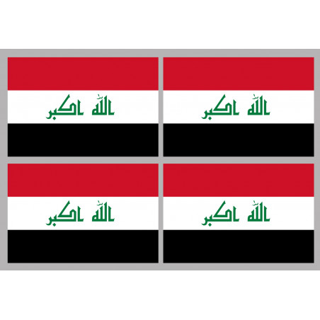 Drapeau Irak (4 fois 9.5x6.3cm) - Sticker/autocollant