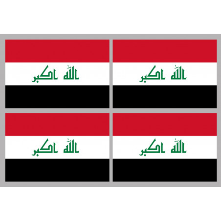 Drapeau Irak (4 fois 9.5x6.3cm) - Sticker/autocollant