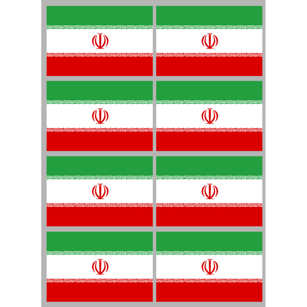 Drapeau Iran (8 fois 9.5x6.3cm) - Sticker/autocollant
