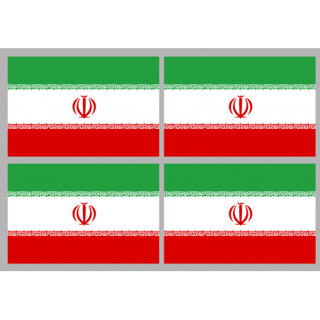 Drapeau Iran (4 fois 9.5x6.3cm) - Sticker/autocollant